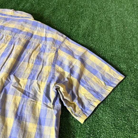 Columbia Shirt Size XL Blue Yellow Plaid Button Up Relaxed Fit Outdoor Hiking - Picture 14 of 16